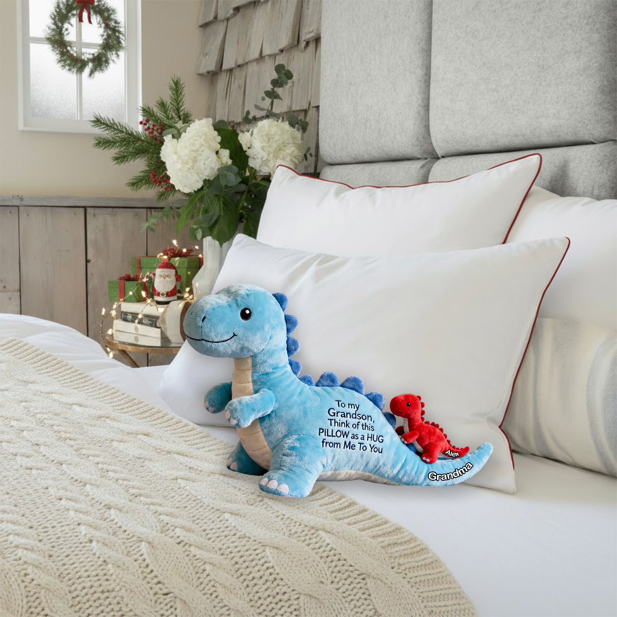 To my Grandson - Personalized Kid Faux Fur Shaped Pillow