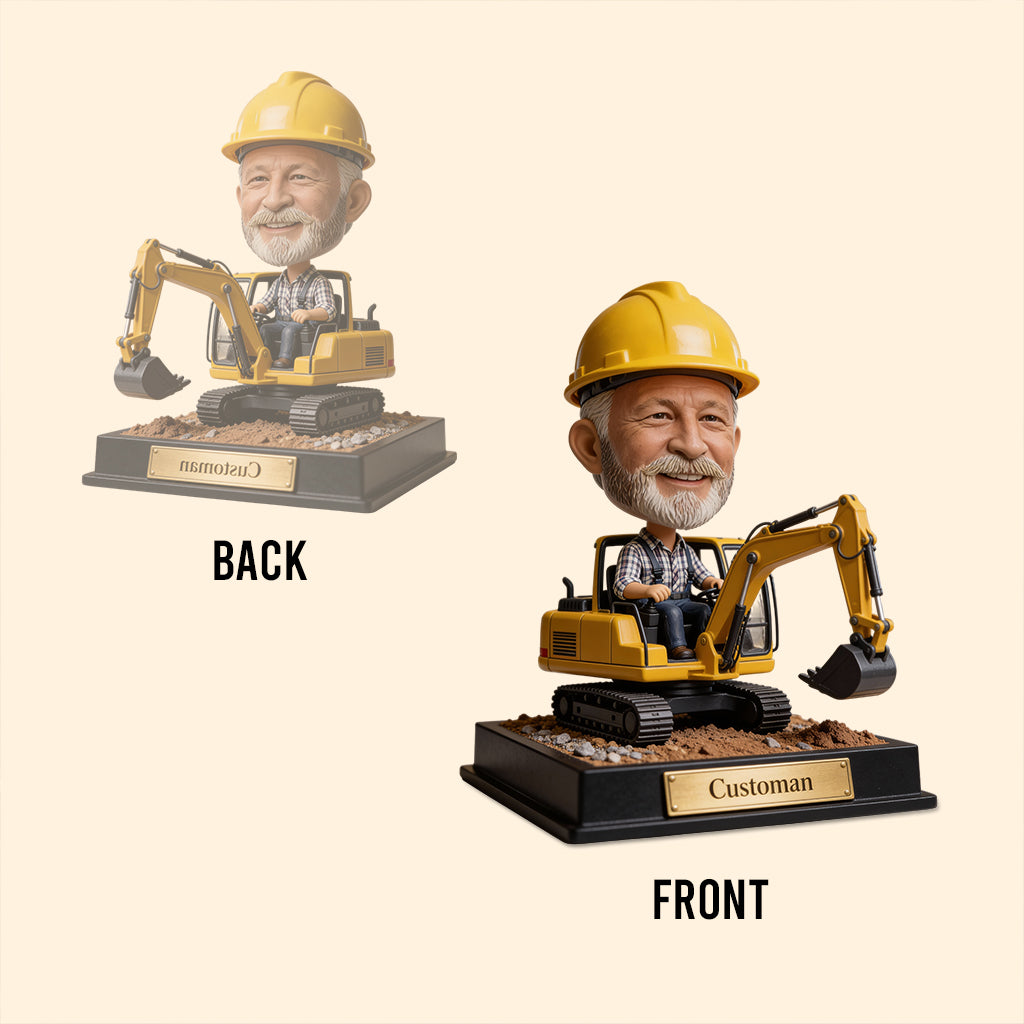 Bagger-Traktor, Baustellenmotiv – personalisierte Acrylplakette in Sonderform