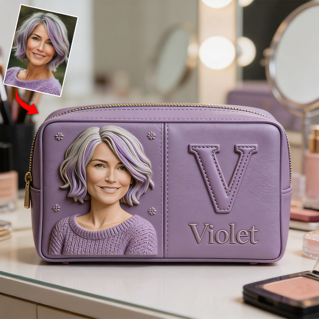 Cutsom Photo And Letter Alphabet - Personalized Self Love Makeup Bag