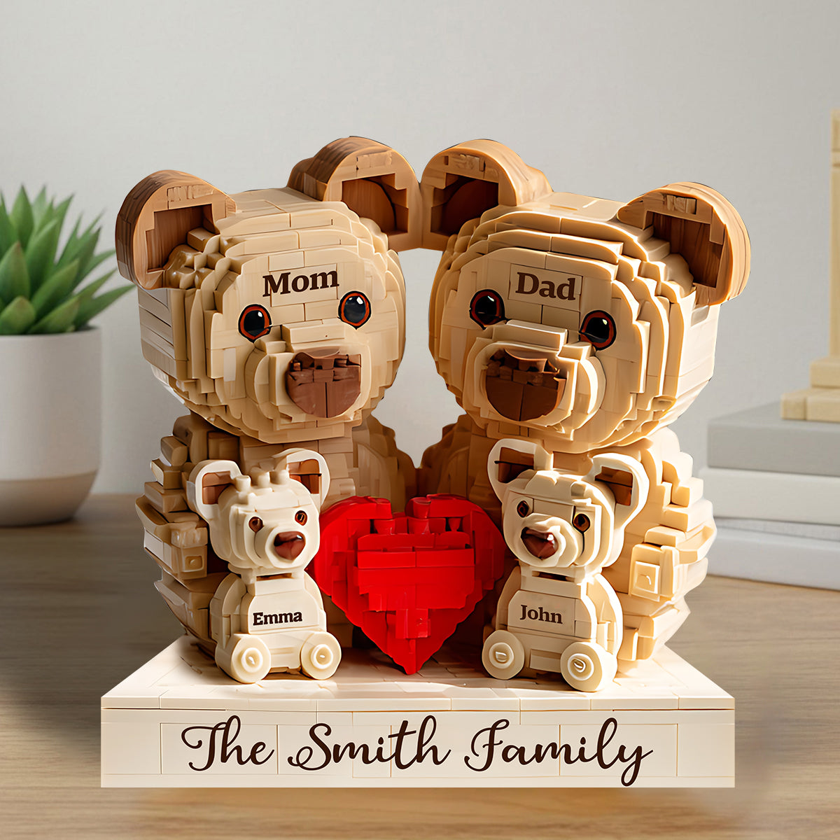 Lovely Bear Family - Personalized Family Custom Shaped Wood Plaque