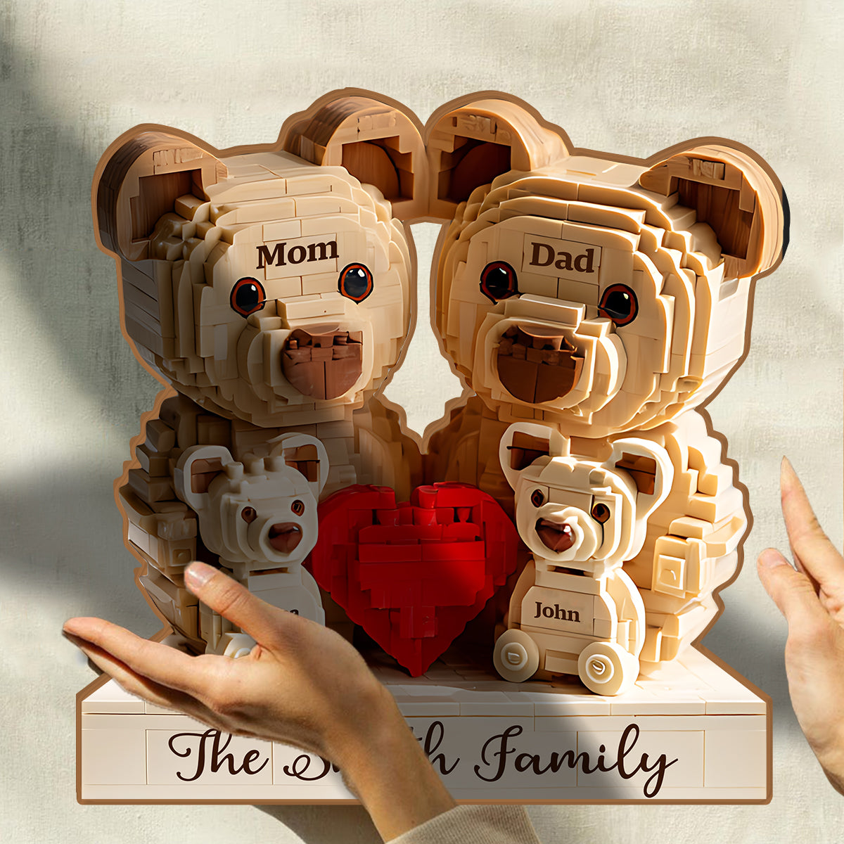 Lovely Bear Family - Personalized Family Custom Shaped Wood Plaque