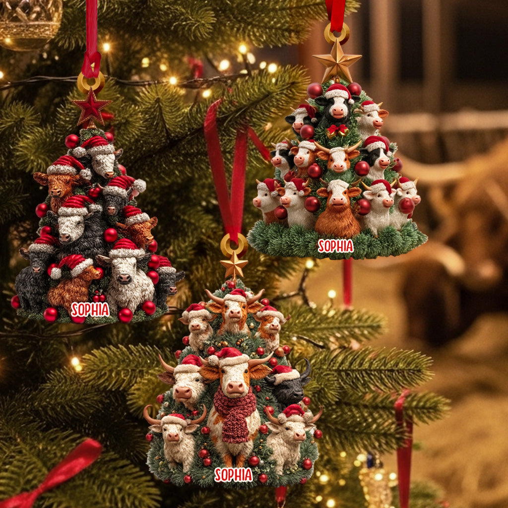 Christmas Tree Cow - Personalized Cow Ornament