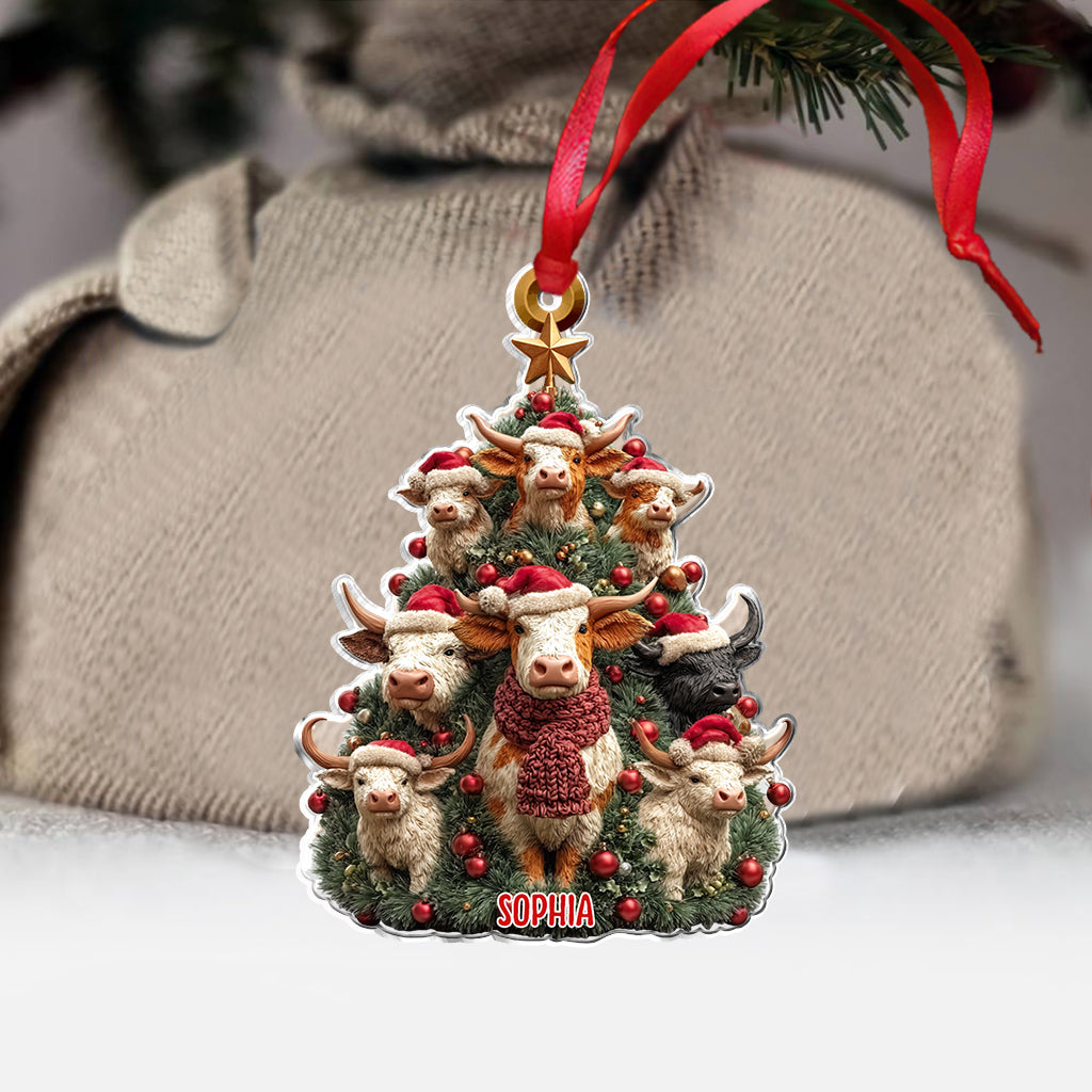 Christmas Tree Cow - Personalized Cow Ornament