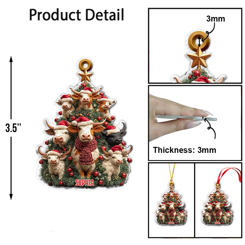 Christmas Tree Cow - Personalized Cow Ornament