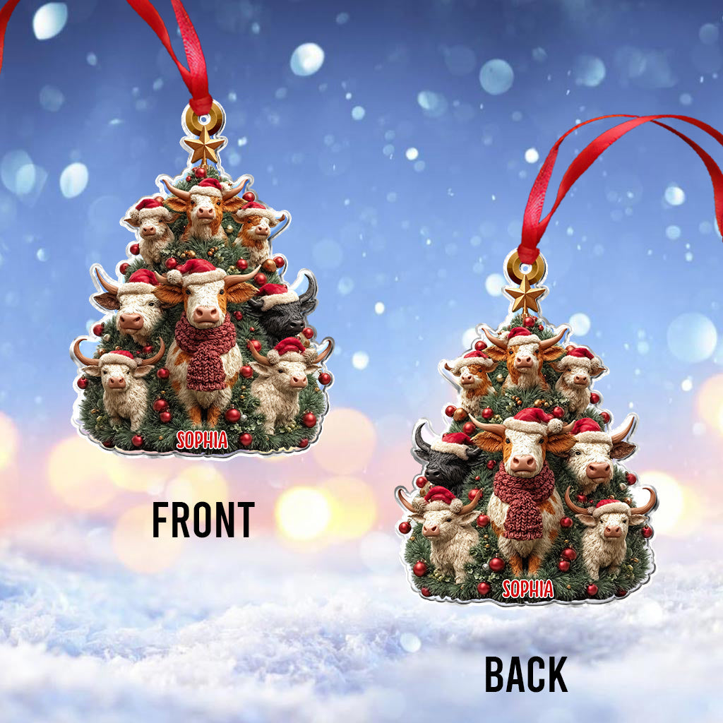 Christmas Tree Cow - Personalized Cow Ornament