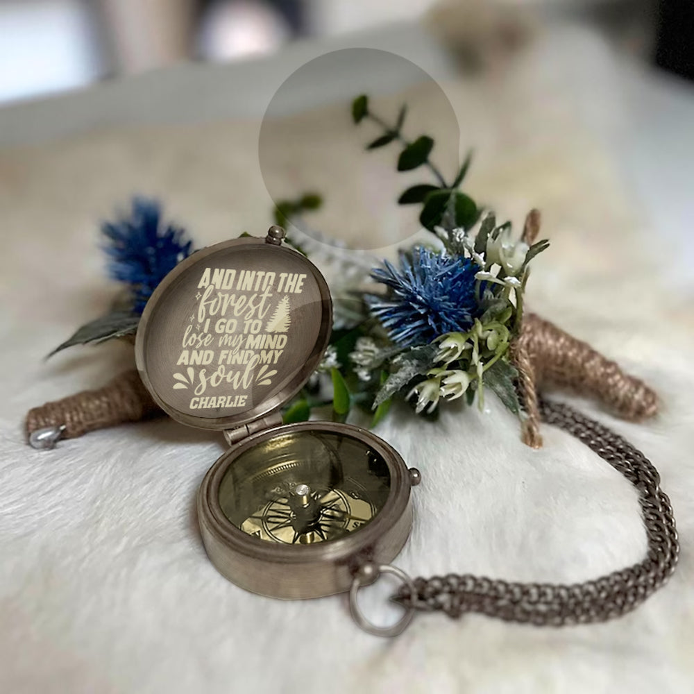 And Into The Forest I Go Camping Bear - Personalized Camping Compass