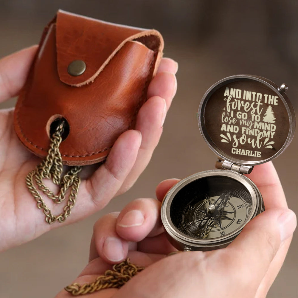And Into The Forest I Go Camping Bear - Personalized Camping Compass