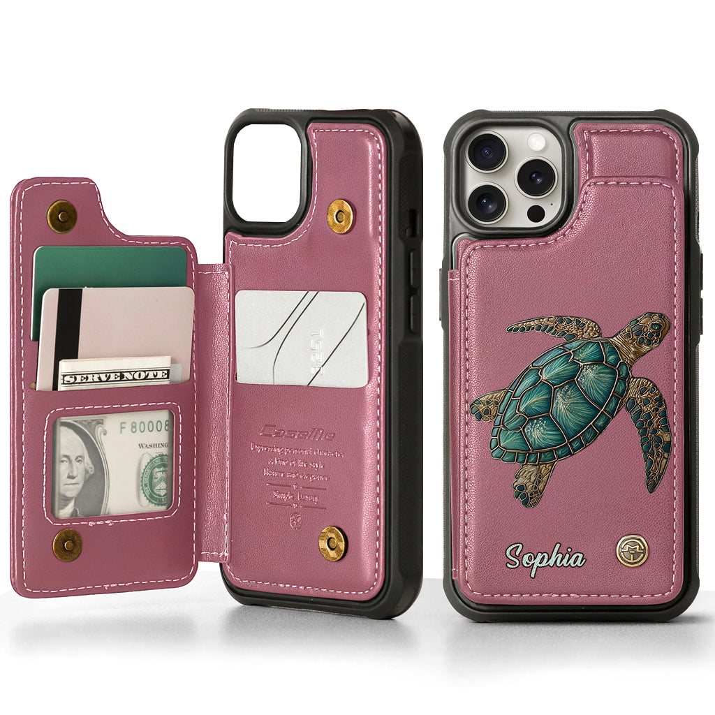 Love Turtles - Personalized Turtle Wallet Phone Case