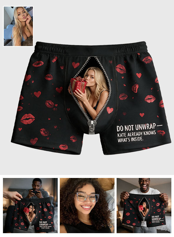 Do Not Unwrap - Personalized Spicy Couple Men’s Boxer Briefs