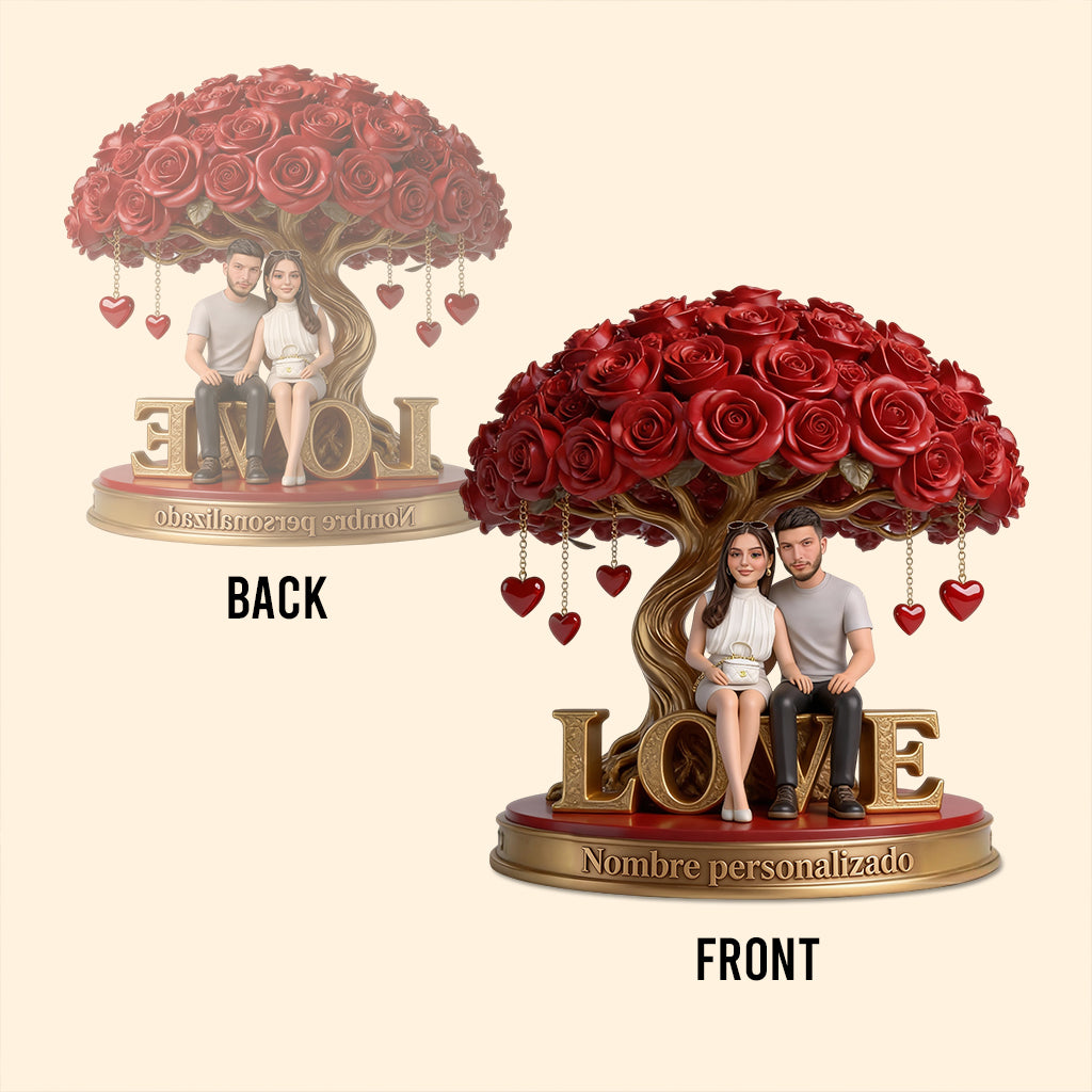 Figura De Pareja Personalizada Bajo Un Árbol De Rosas - Placa Acrílica Personalizada Con Forma Personalizada Para Pareja