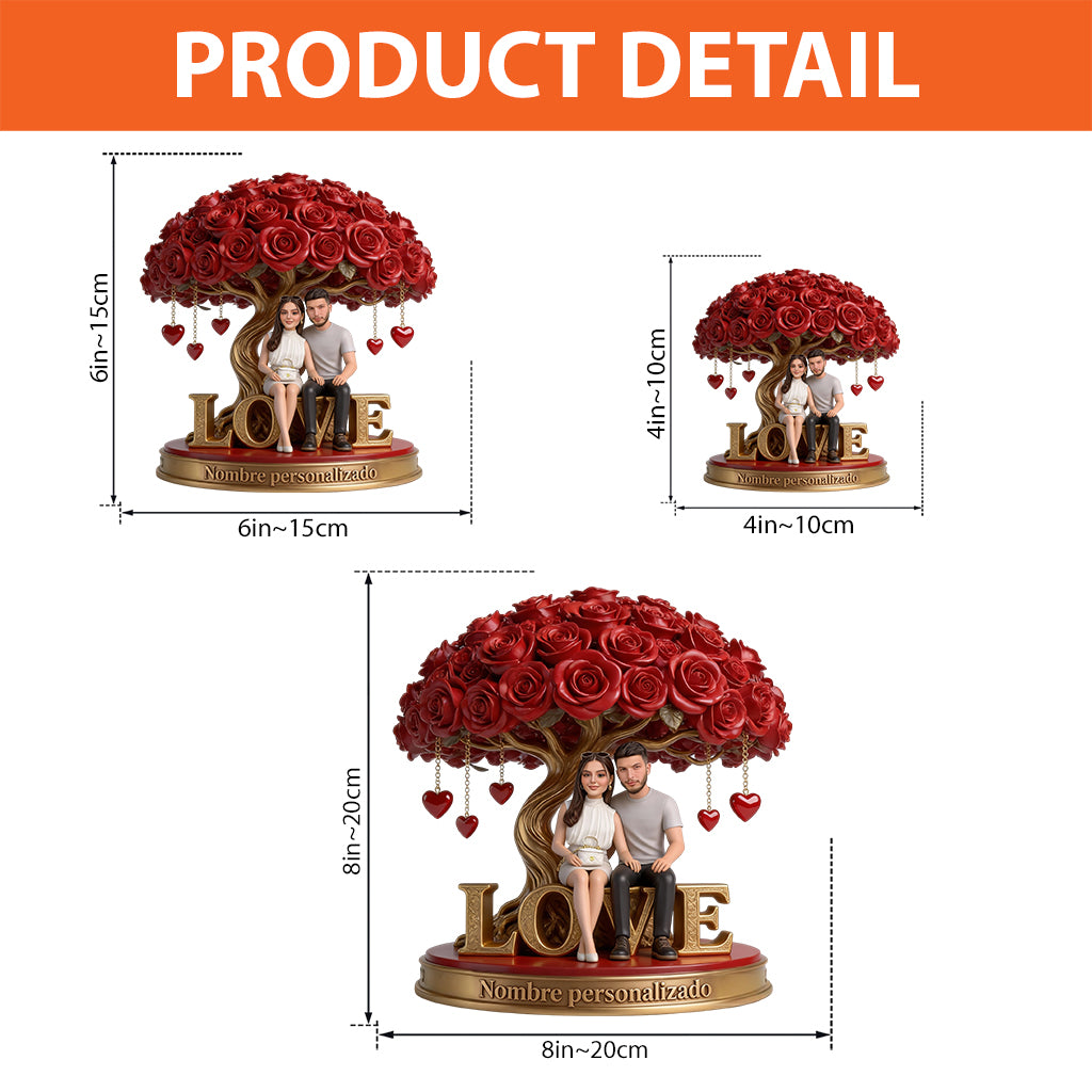Figura De Pareja Personalizada Bajo Un Árbol De Rosas - Placa Acrílica Personalizada Con Forma Personalizada Para Pareja