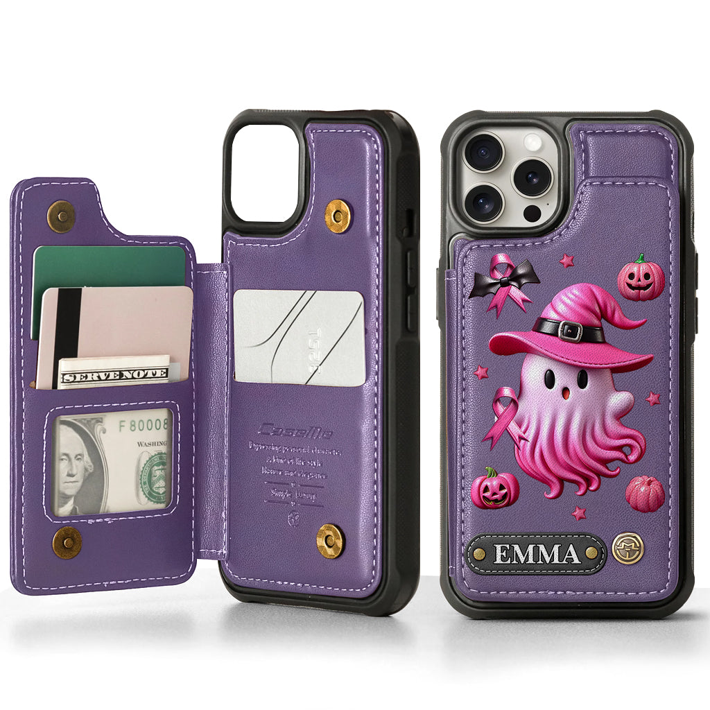 Pink Ghost - Personalized Breast Cancer Awareness Wallet Phone Case