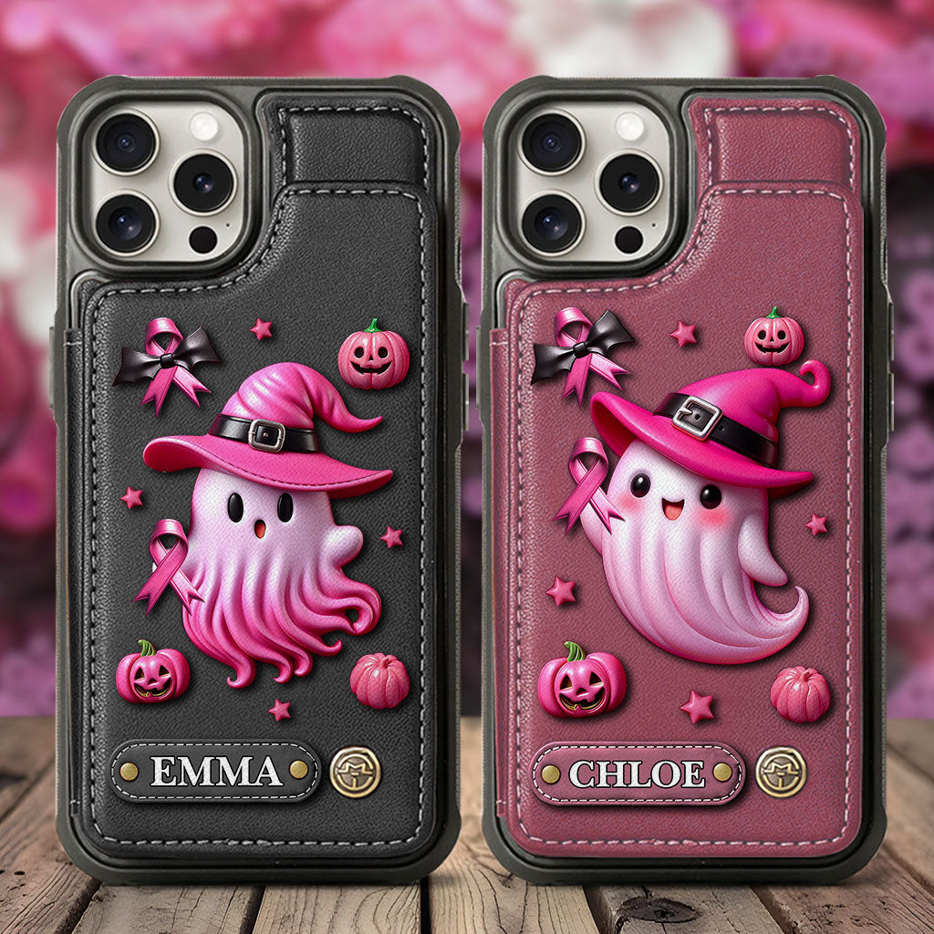 Pink Ghost - Personalized Breast Cancer Awareness Wallet Phone Case