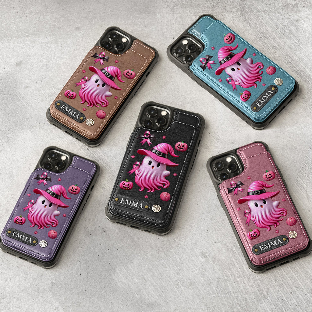Pink Ghost - Personalized Breast Cancer Awareness Wallet Phone Case