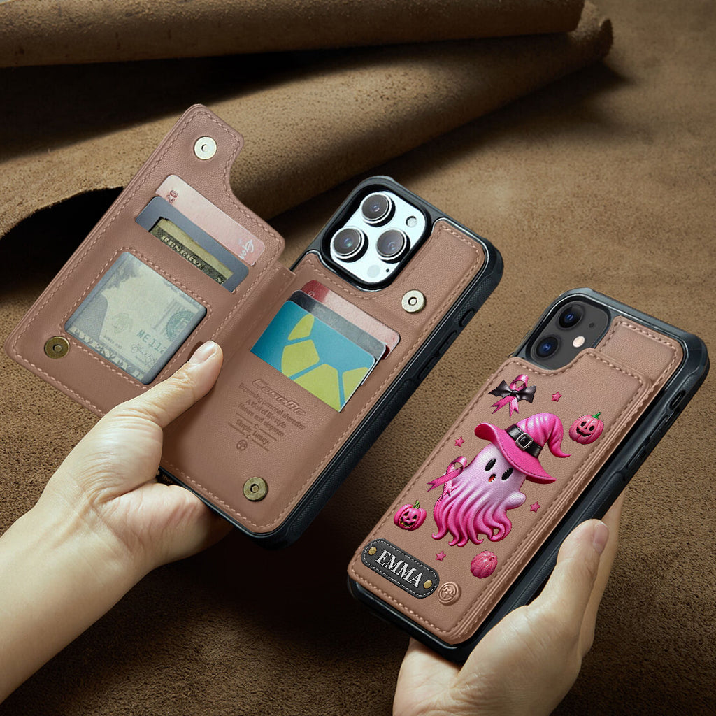 Pink Ghost - Personalized Breast Cancer Awareness Wallet Phone Case