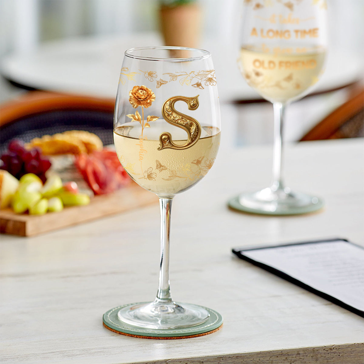It Takes A Long Time To Grow An Old Friend - Personalized Bestie Wine Glass With Long Stem