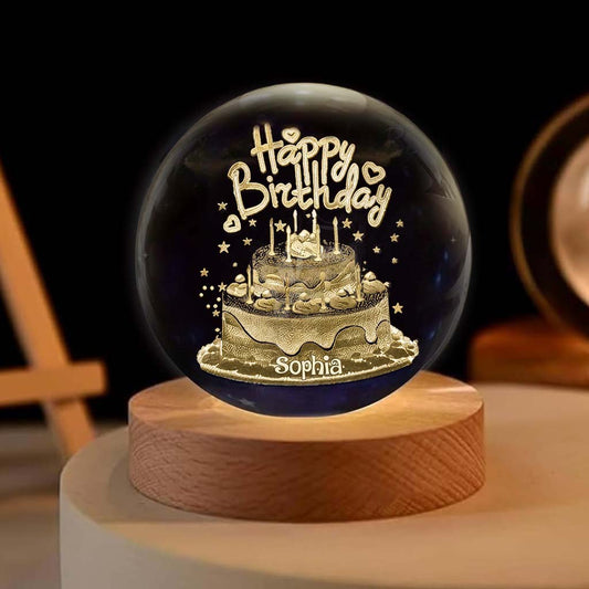 Alles Gute zum Geburtstag - Personalisierte Kristallkugel Nachtlicht
