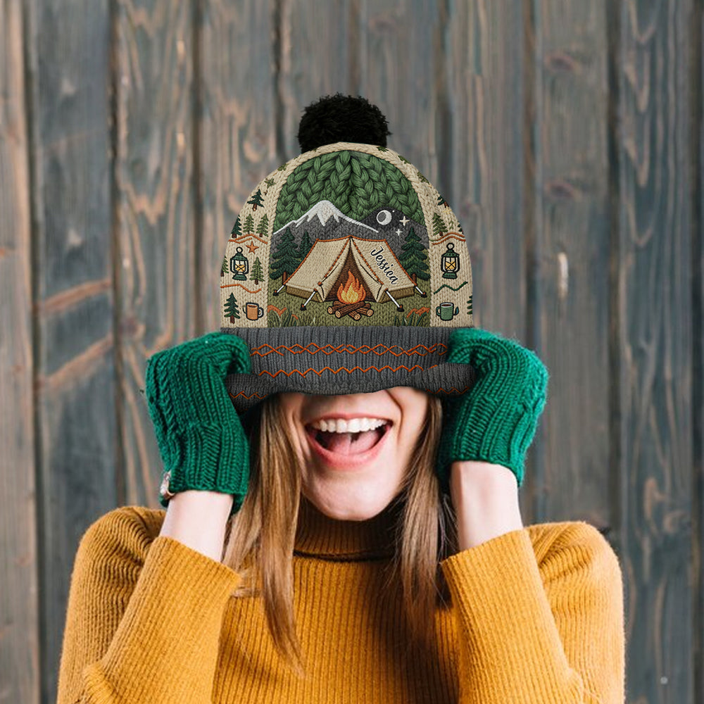 Camping Makes Me Happy - Personalized Camping Beanie Hat