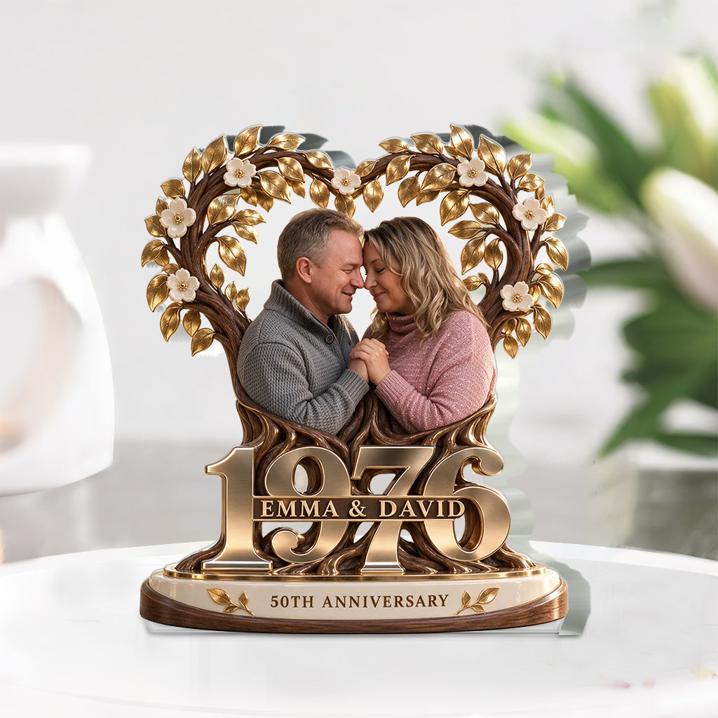 Personalisierte Geschenkidee für Paare, Romantische Jubiläumsfigur für Ehemann und Ehefrau mit Namen und Datum, Freund Freundinnen Geschenk - Personalisierte Paar Acrylplakette