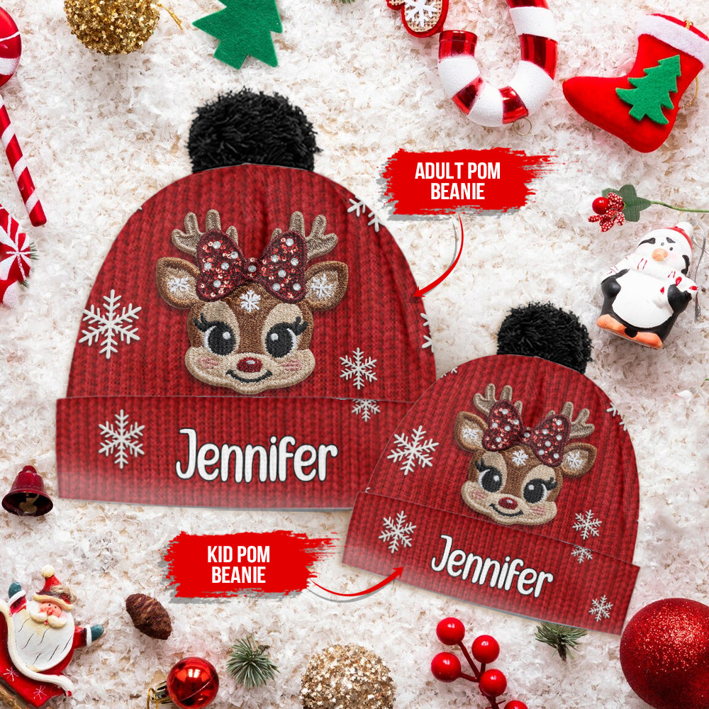 Christmas Reindeer - Personalized Kid Beanie Hat