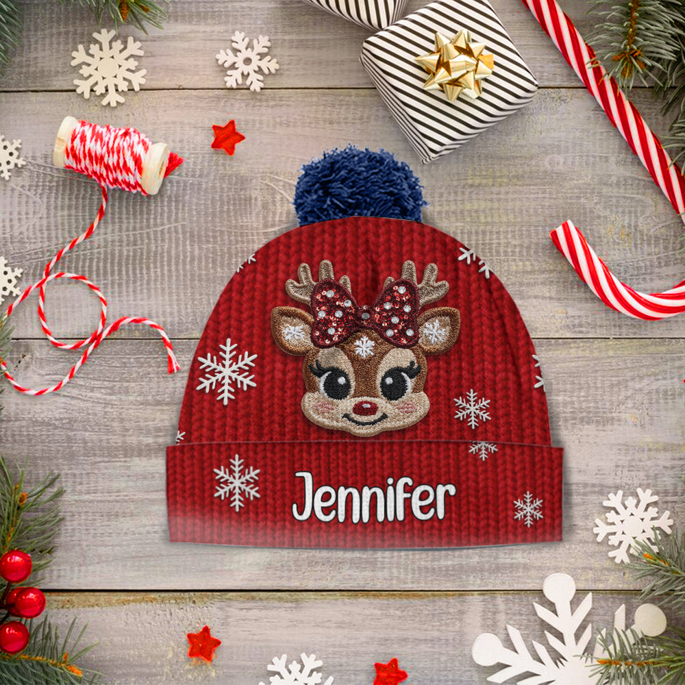 Christmas Reindeer - Personalized Kid Beanie Hat