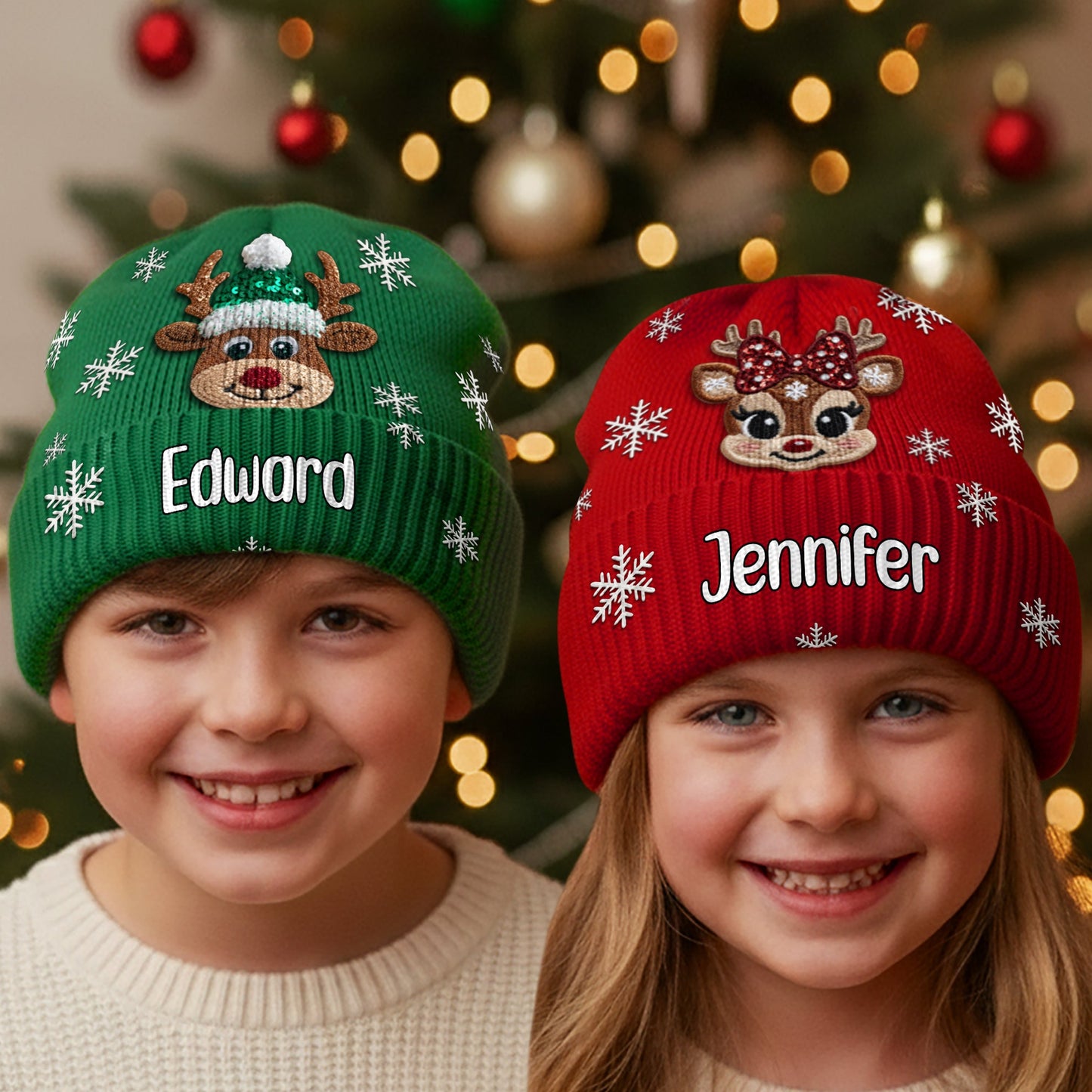Christmas Reindeer - Personalized Kid Beanie Hat