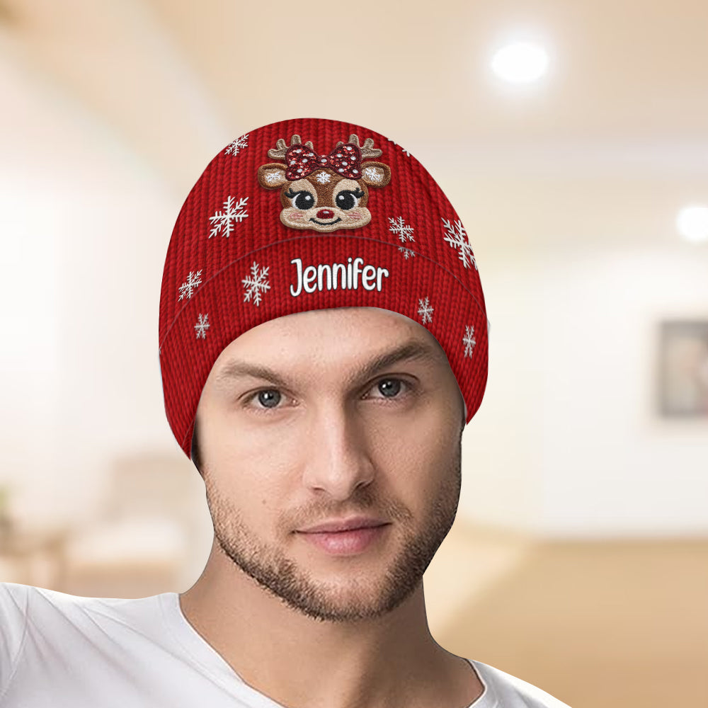 Christmas Reindeer - Personalized Kid Beanie Hat