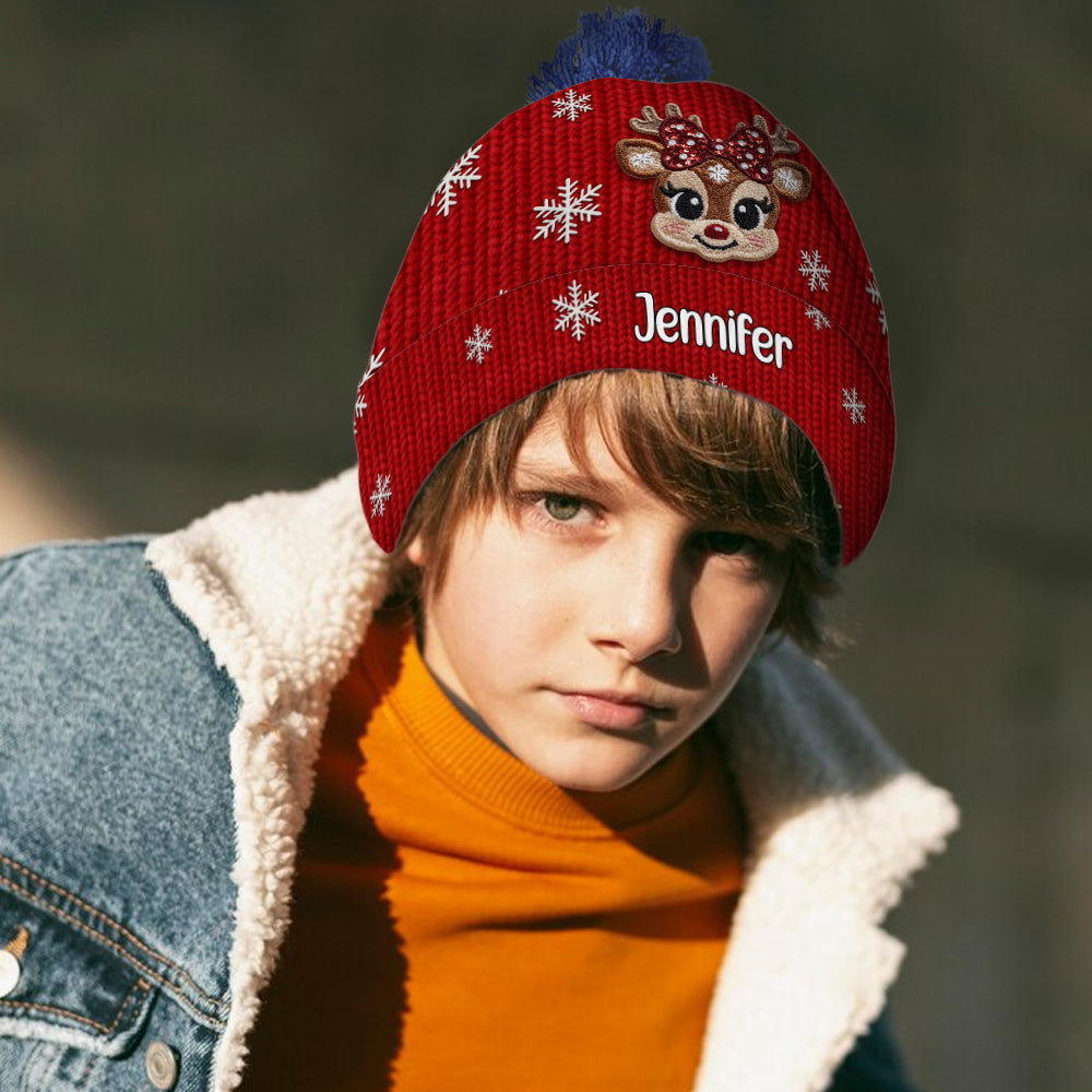 Christmas Reindeer - Personalized Kid Beanie Hat