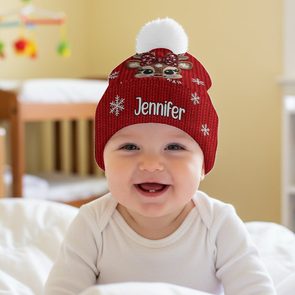 Christmas Reindeer - Personalized Kid Beanie Hat