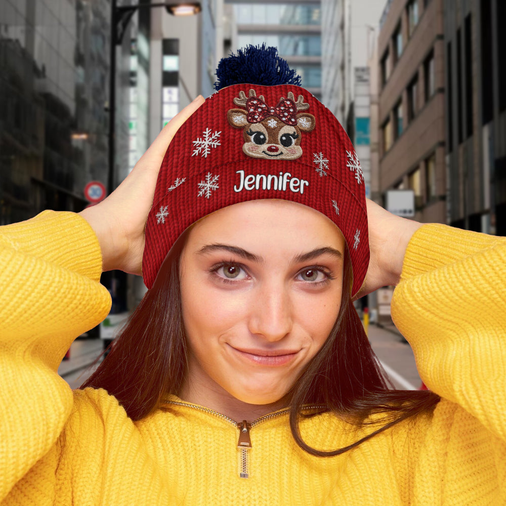 Christmas Reindeer - Personalized Kid Beanie Hat