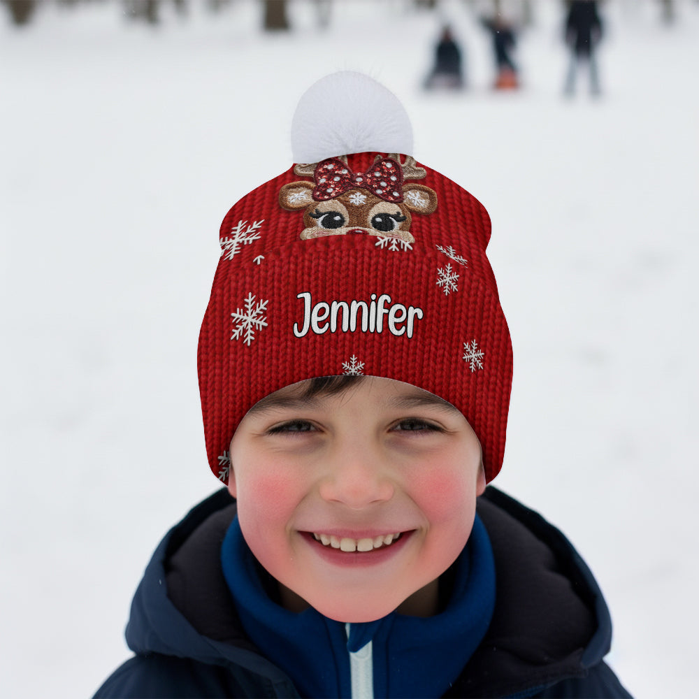 Christmas Reindeer - Personalized Kid Beanie Hat