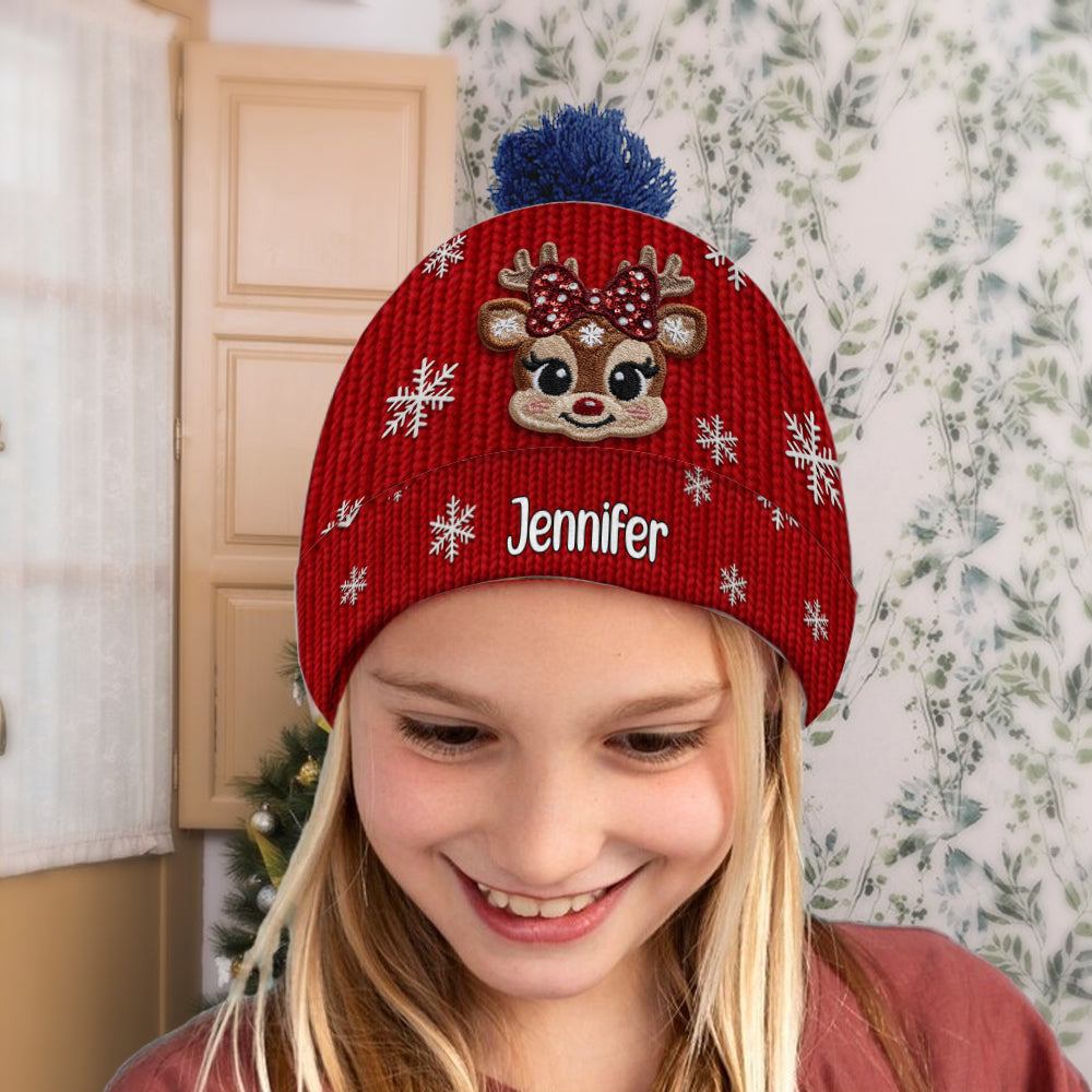 Christmas Reindeer - Personalized Kid Beanie Hat