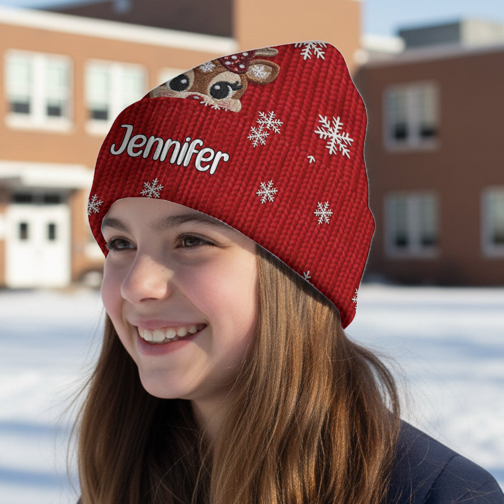 Christmas Reindeer - Personalized Kid Beanie Hat