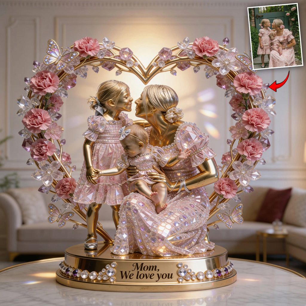 Blumenherz - Personalisierte Mutter Acrylplakette in Sonderform