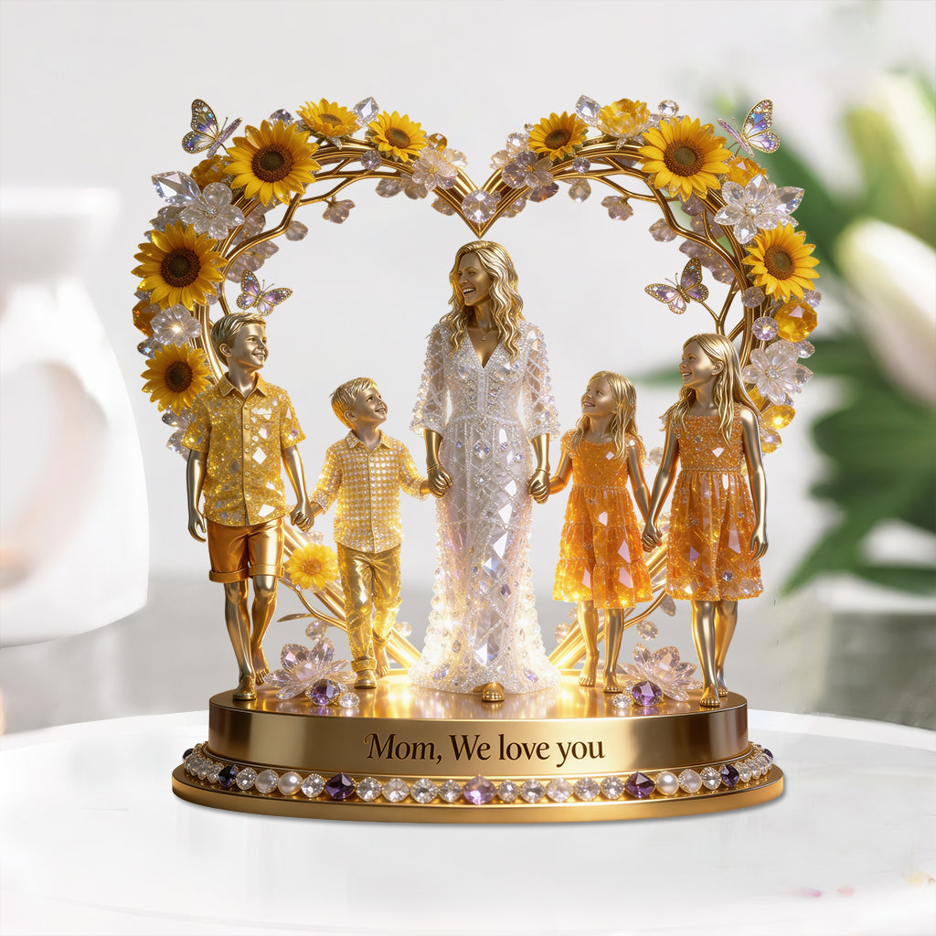 Blumenherz - Personalisierte Mutter Acrylplakette in Sonderform