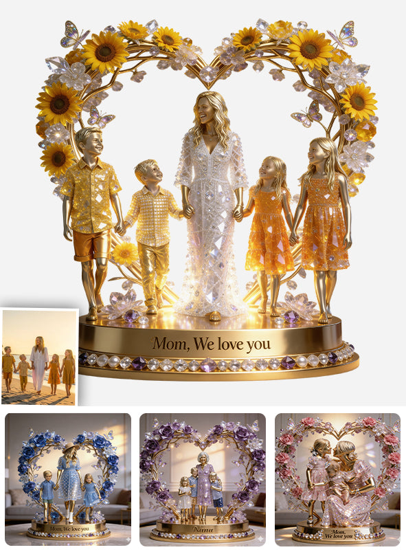 Blumenherz - Personalisierte Mutter Acrylplakette in Sonderform