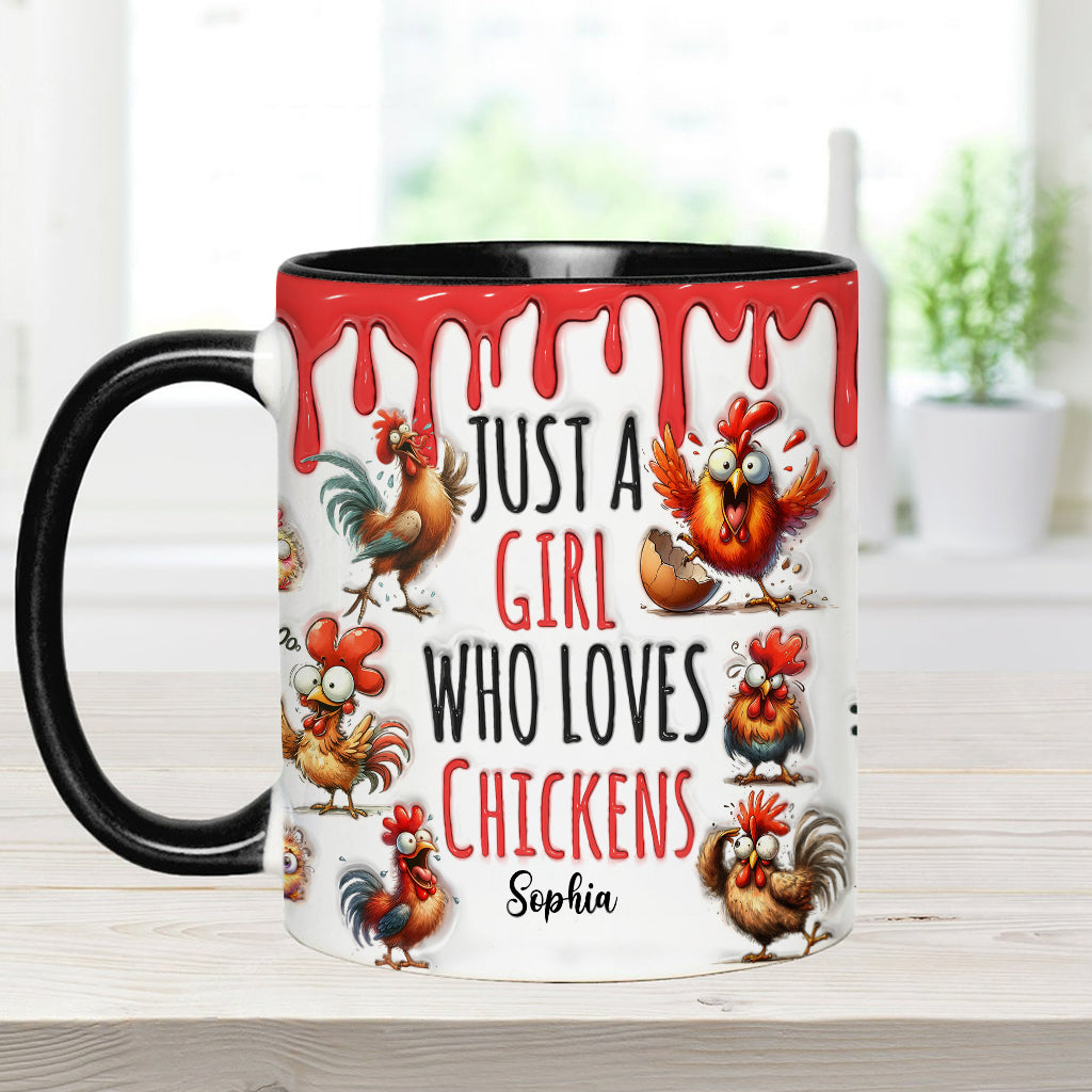 Just A Girl Who Loves Chickens - Personalized Chicken Accent Mug