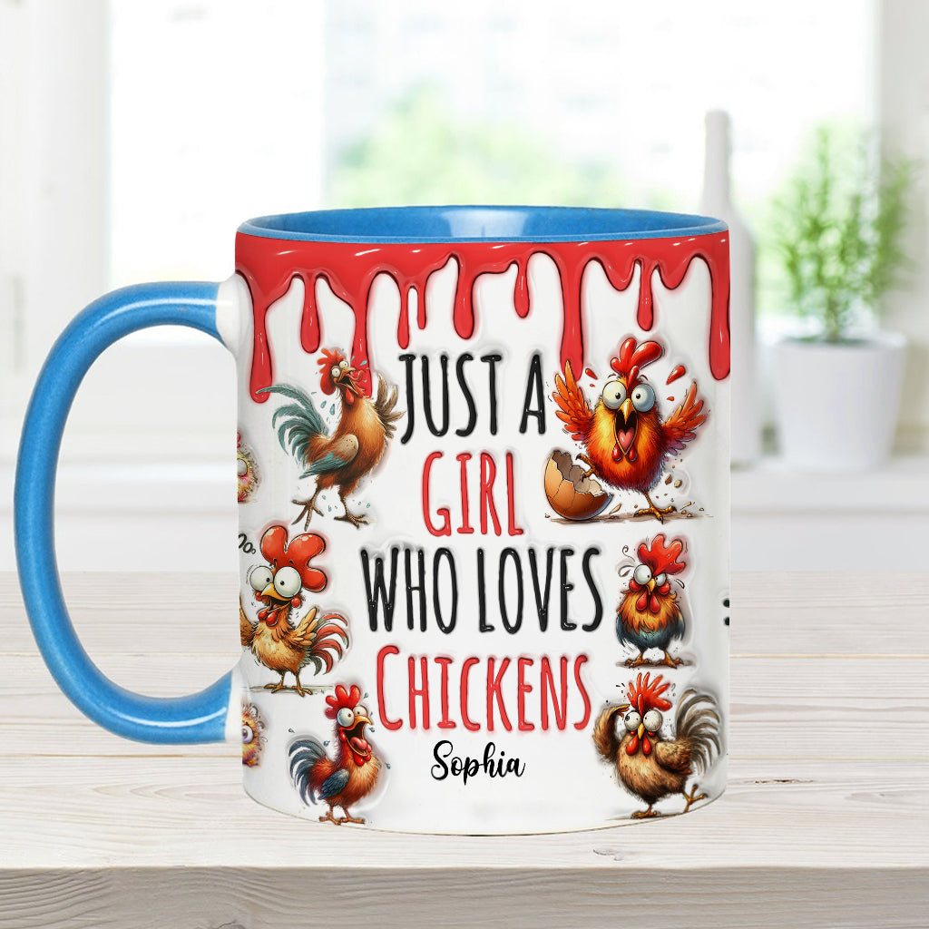 Just A Girl Who Loves Chickens - Personalized Chicken Accent Mug