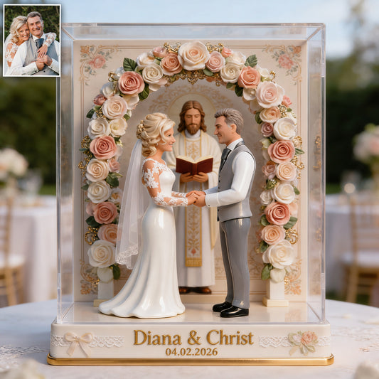 Notre Mariage - Boîte d'Affichage Acrylique Personnalisée