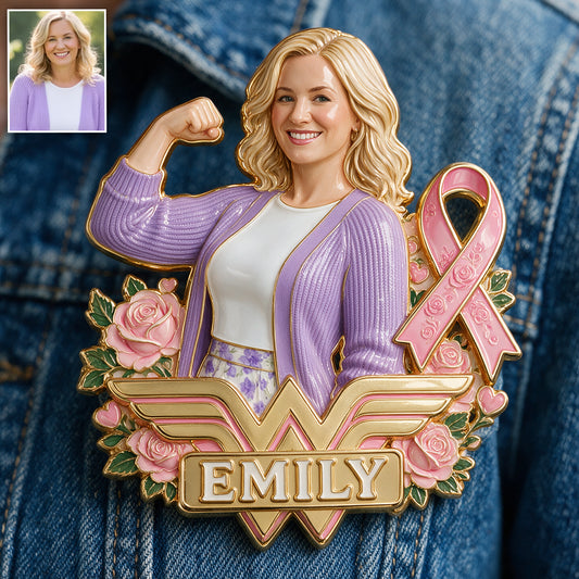 In This Fight, No One Stands Alone - Personalized Breast Cancer Awareness 3D Embossed Enamel Pin