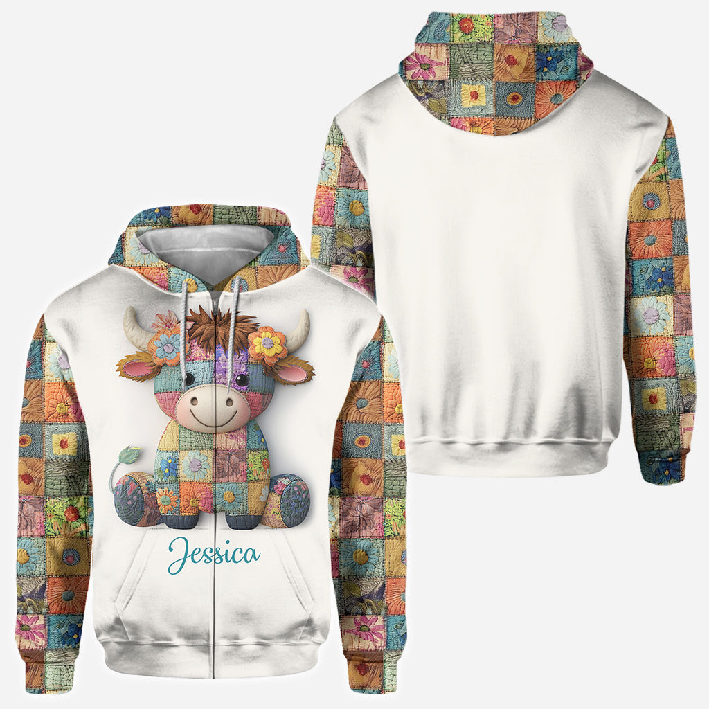 Une fille qui aime les vaches des Highlands - T-shirt personnalisé avec motif vache des Highlands