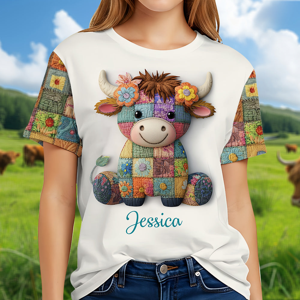 Une fille qui aime les vaches des Highlands - T-shirt personnalisé avec motif vache des Highlands