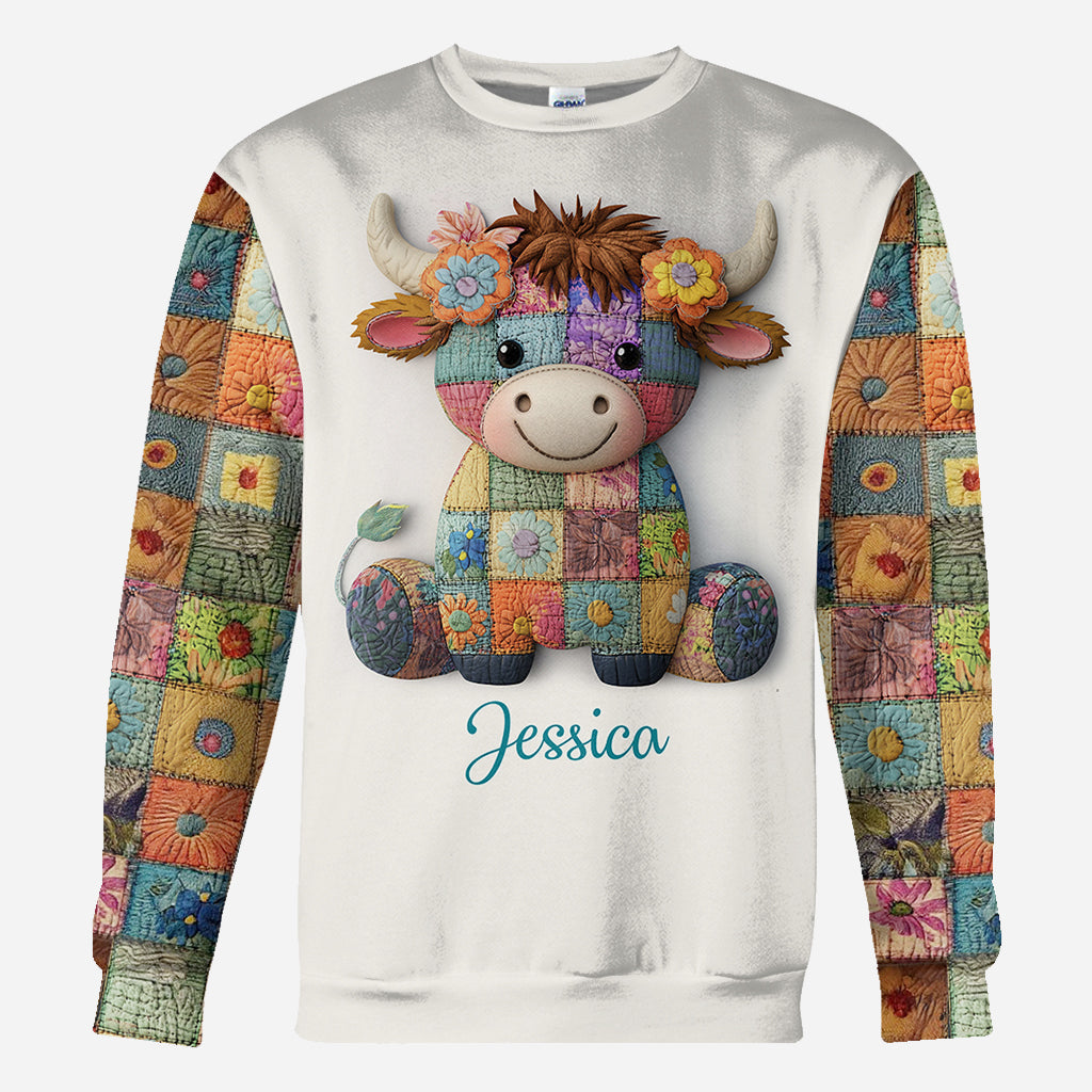 Une fille qui aime les vaches des Highlands - T-shirt personnalisé avec motif vache des Highlands