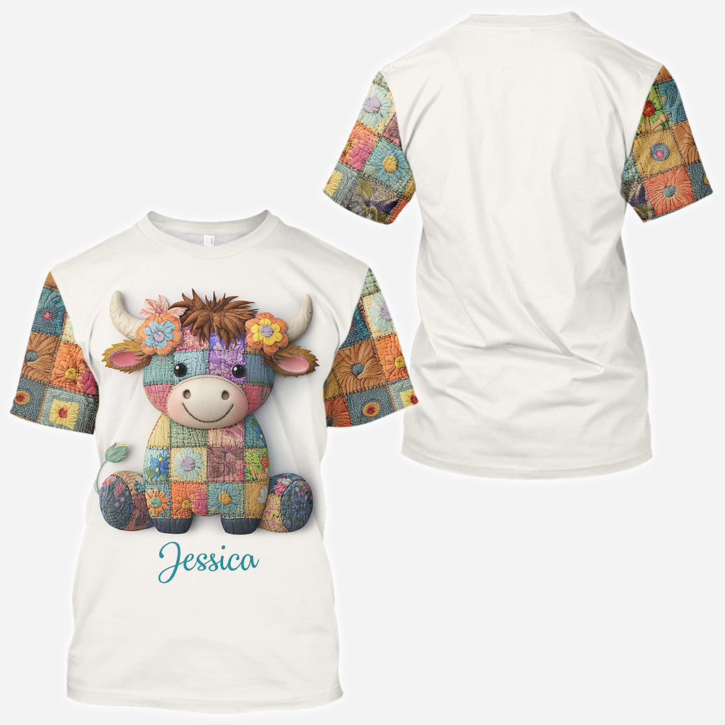 Une fille qui aime les vaches des Highlands - T-shirt personnalisé avec motif vache des Highlands