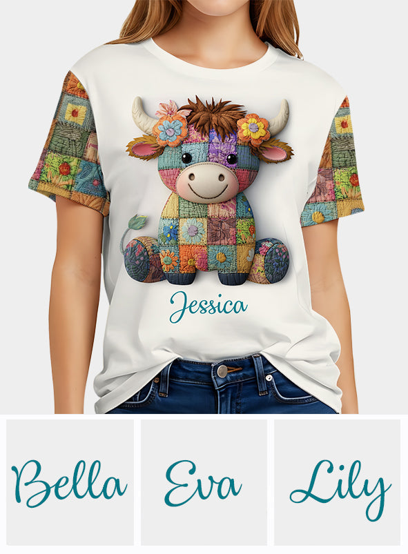 Une fille qui aime les vaches des Highlands - T-shirt personnalisé avec motif vache des Highlands