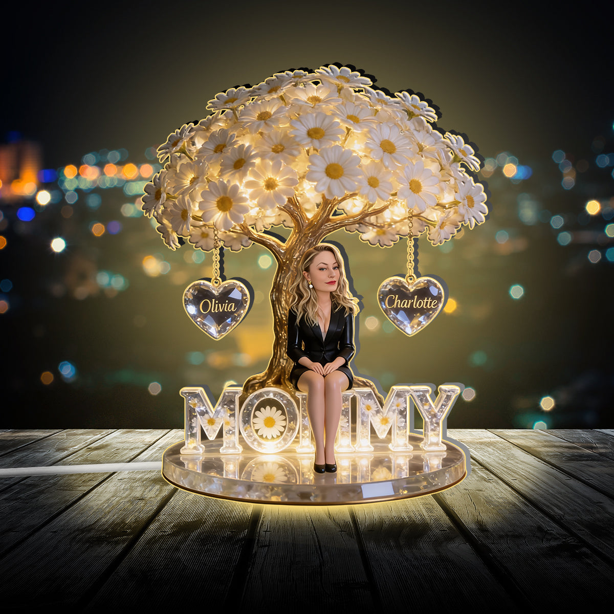 Custom Any Photo & Birthmonth Flower - Personalized Mother Acrylic LED Night Light