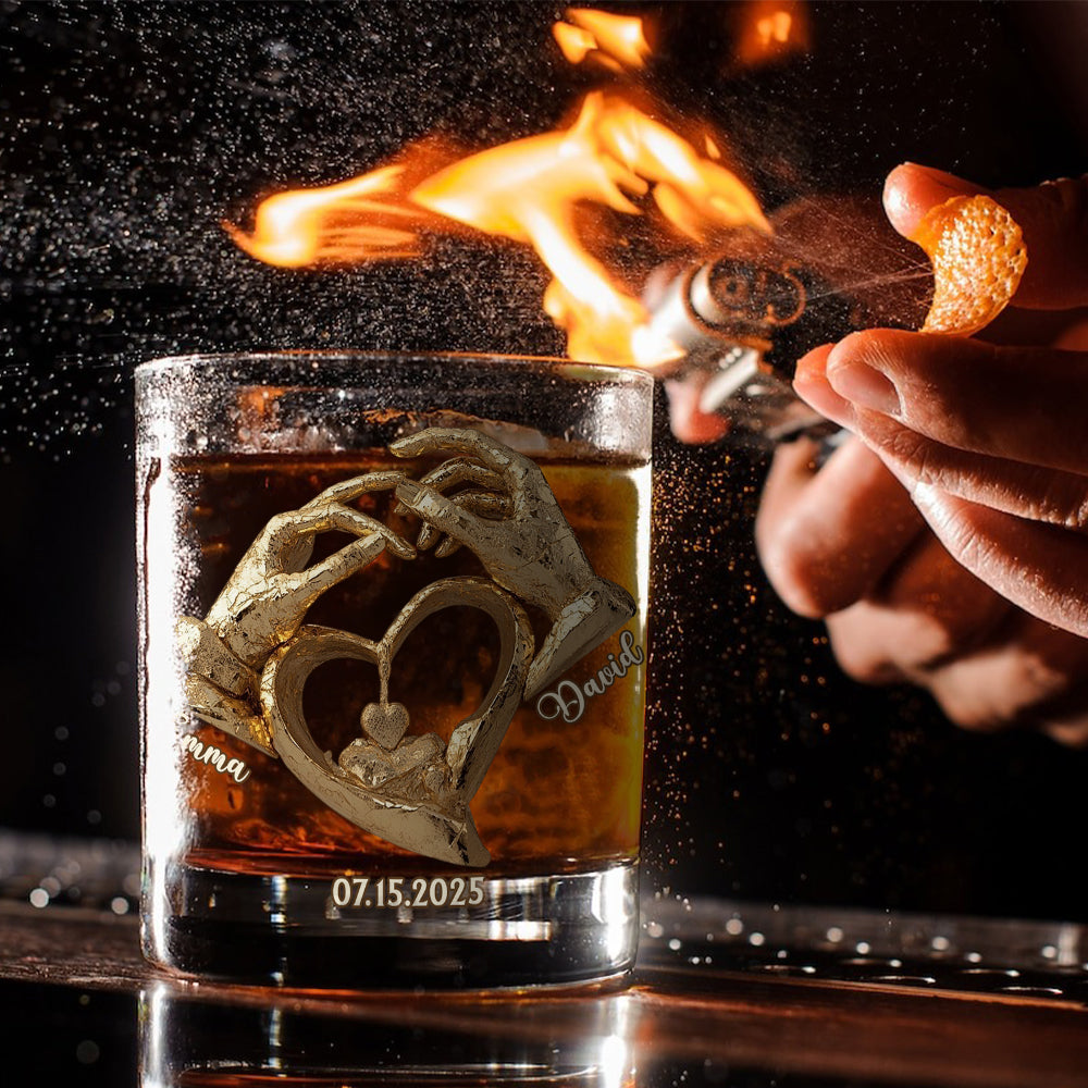 Anniversary Gift For Him/ Her - Personalized Couple Whiskey Glass