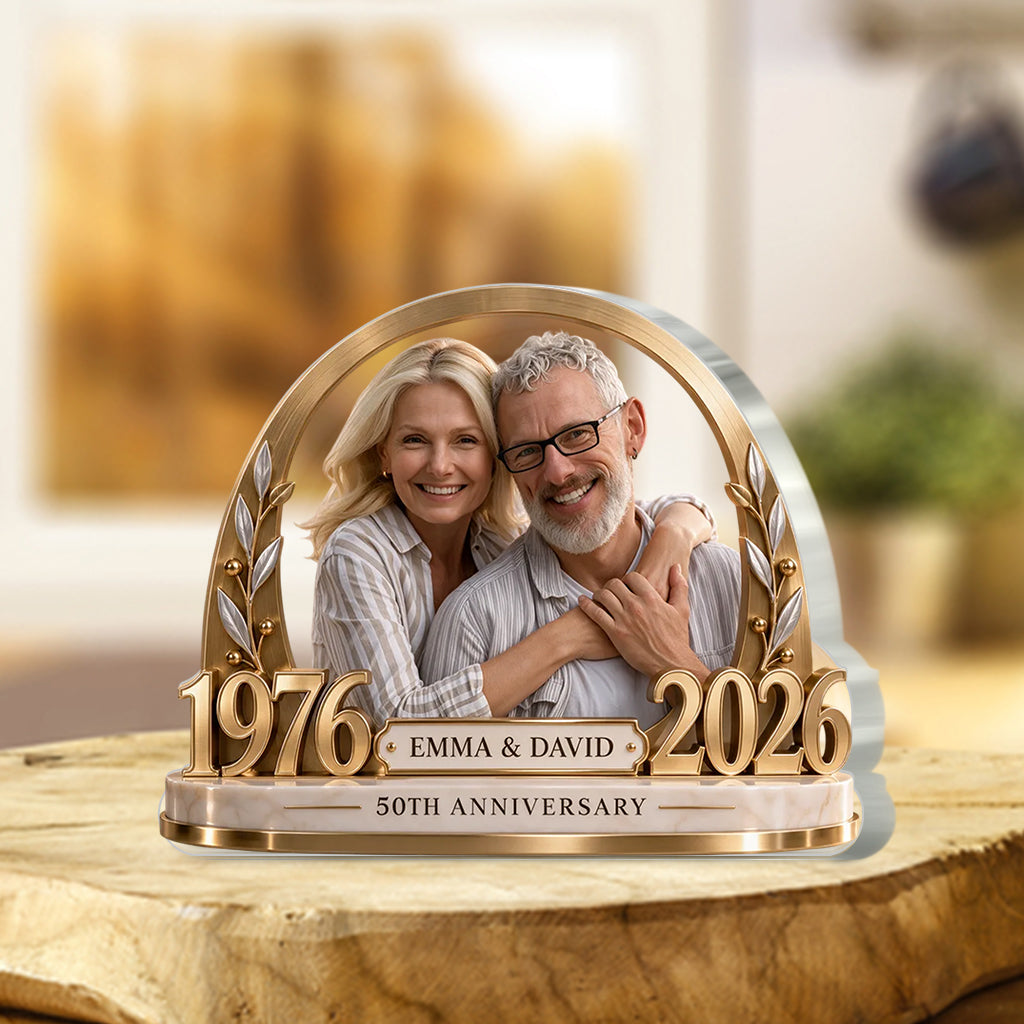 Cadeau Personnalisé pour Couple, Cadeau Romantique d'Anniversaire pour Mari et Femme, Plaque Acrylique Personnalisée avec Nom et Date