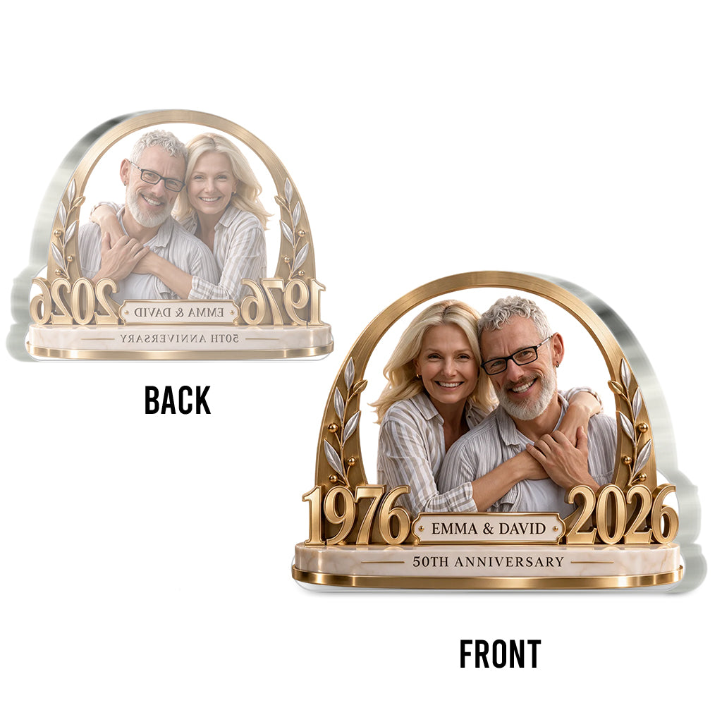 Cadeau Personnalisé pour Couple, Cadeau Romantique d'Anniversaire pour Mari et Femme, Plaque Acrylique Personnalisée avec Nom et Date