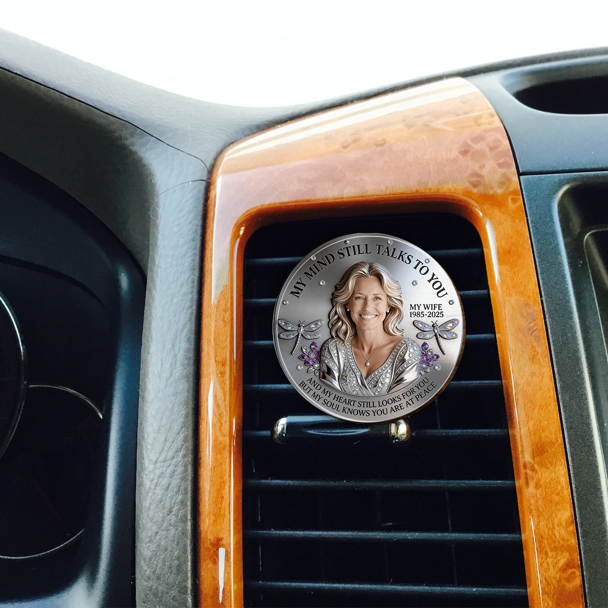 My Mind Still Talks To You - Personalized Memorial Shaped Car Visor Clip